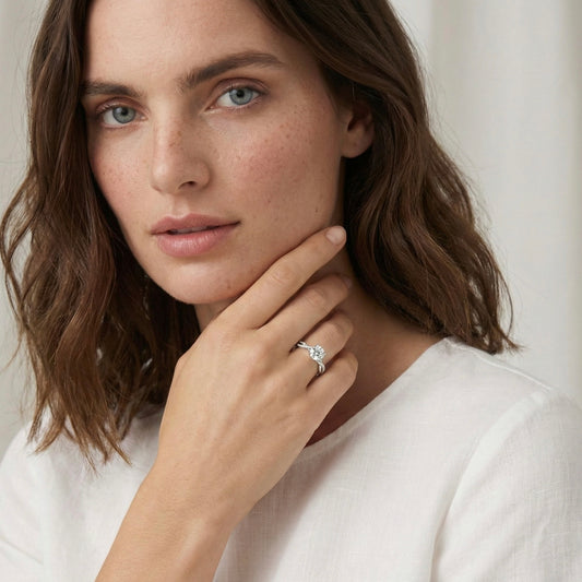 Six-Prong Twisted Pavé Lab-Grown Diamond Engagement Ring in 14k White Gold