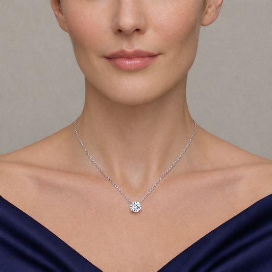 Round Brilliant-Cut Lab-Grown Diamond Solitaire Pendant in 14k White Gold