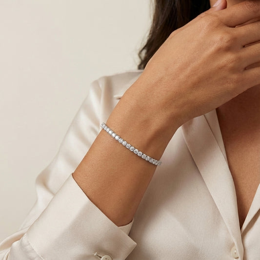 3 ct. tw. Four-Prong Classic Lab-Grown Diamond Tennis Bracelet in 14k White Gold 7"