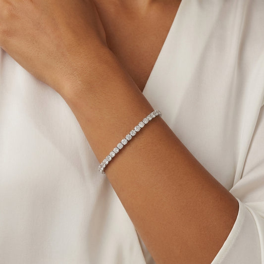 4 ct. tw. Four-Prong Classic Lab-Grown Diamond Tennis Bracelet in 14k White Gold 7"