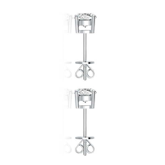 Classic Four-Prong Round Brilliant Lab-Grown Diamond Stud Earrings in 14k White Gold
