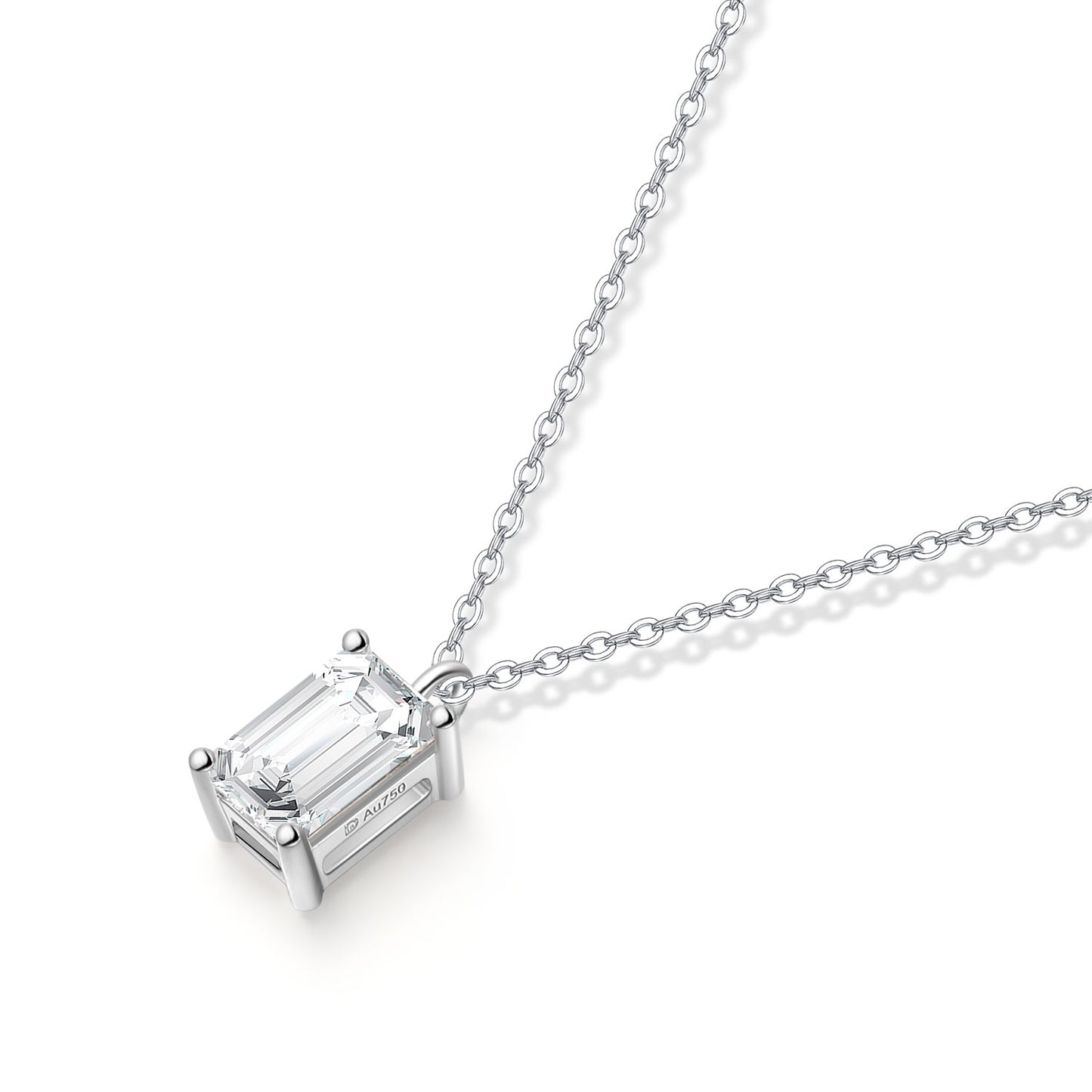 Emerald-Cut Lab-Grown Diamond Solitaire Pendant in 14k White Gold