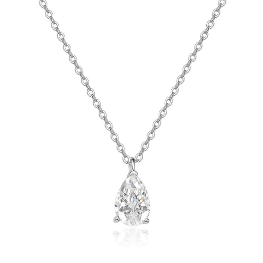 Pear-Cut Lab-Grown Diamond Solitaire Pendant in 14k White Gold