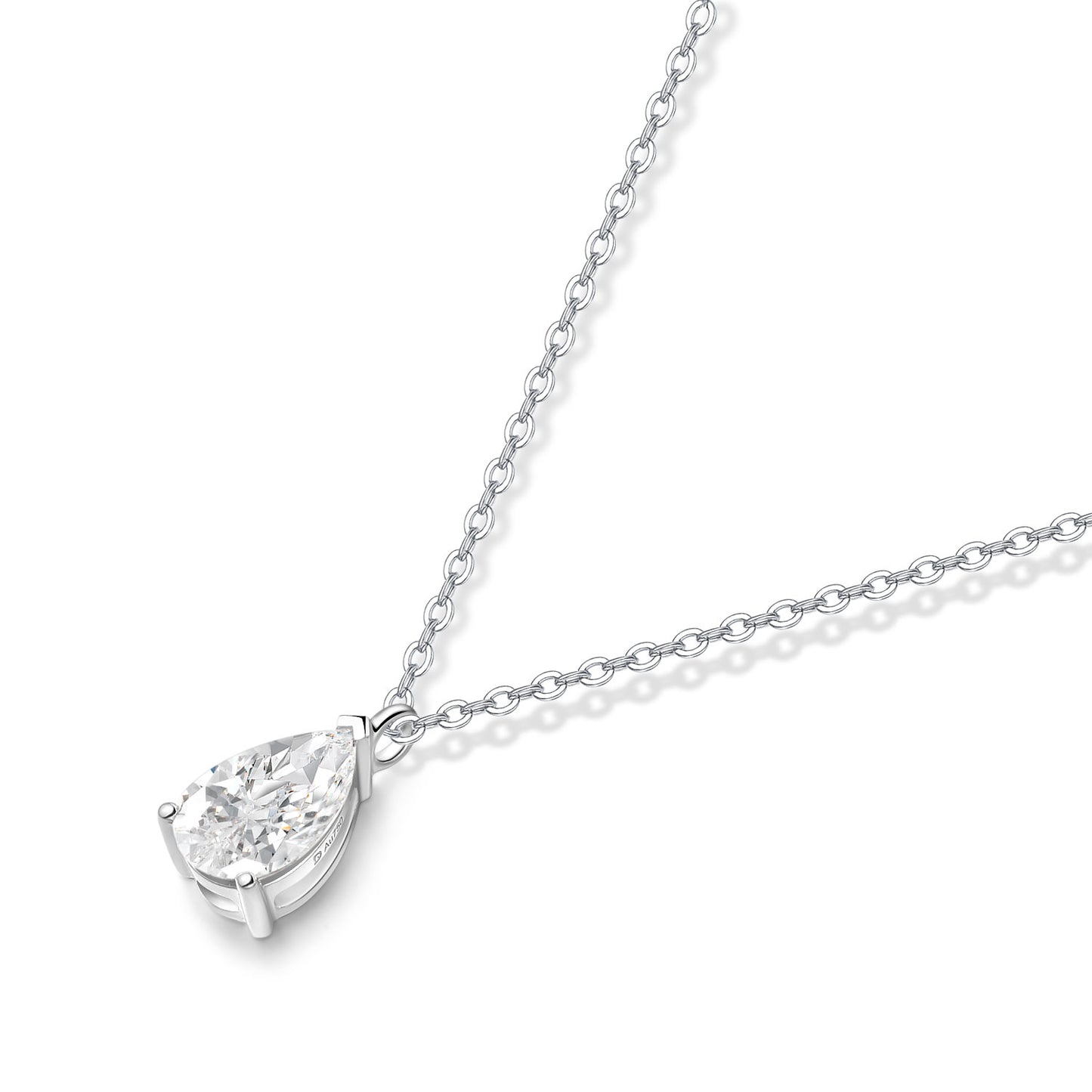 Pear-Cut Lab-Grown Diamond Solitaire Pendant in 14k White Gold