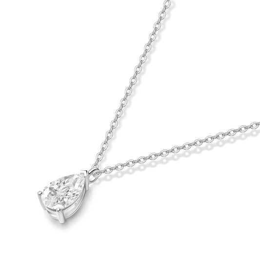Pear-Cut Lab-Grown Diamond Solitaire Pendant in 14k White Gold