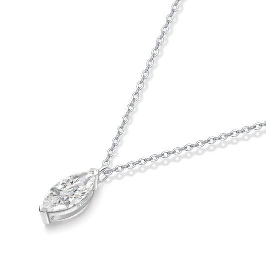 Marquise-Cut Lab-Grown Diamond Solitaire Pendant in 14k White Gold