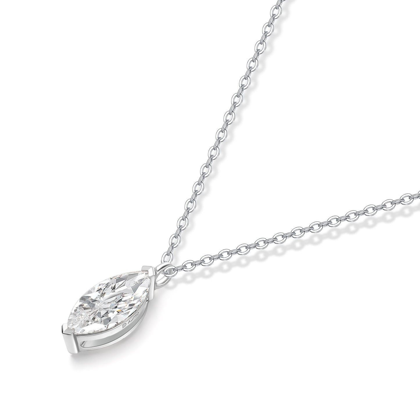 Marquise-Cut Lab-Grown Diamond Solitaire Pendant in 14k White Gold