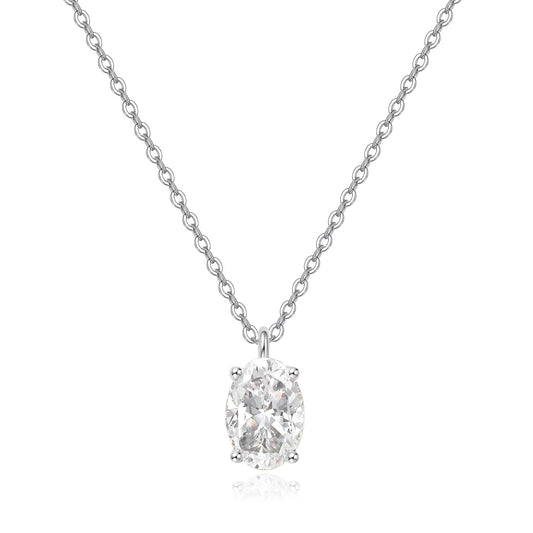 Oval-Cut Lab-Grown Diamond Solitaire Pendant in 14k White Gold