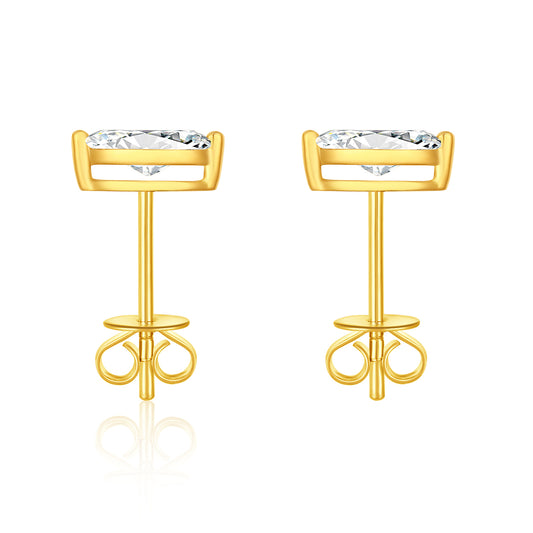 Marquise-Cut Lab-Grown Diamond Solitaire Stud Earrings in 14k Yellow Gold