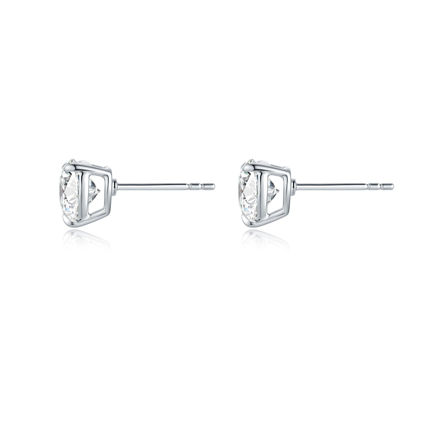 Three-Prong Heart-Shaped Lab-Grown Diamond Stud Earrings in 14k White Gold