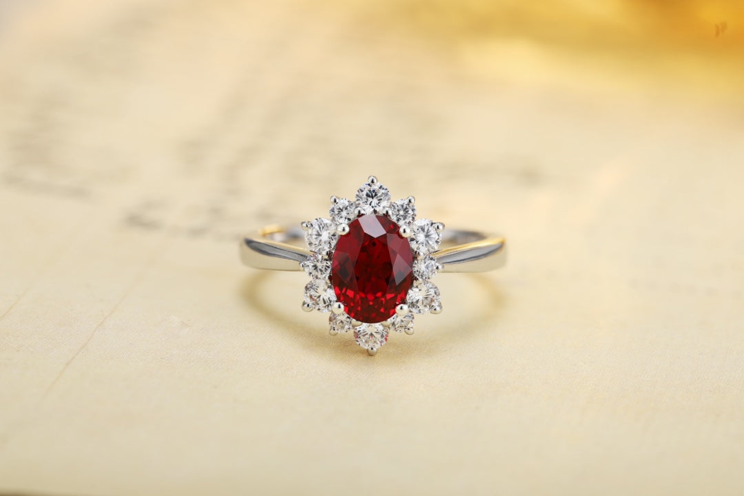 Bague de fiançailles solitaire classique à six griffes avec diamant de laboratoire
