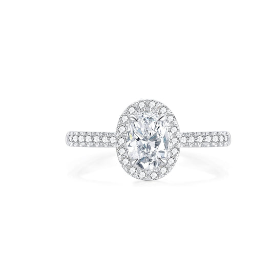 Oval Halo Pavé Lab-Grown Diamond Engagement Ring in 14k White Gold