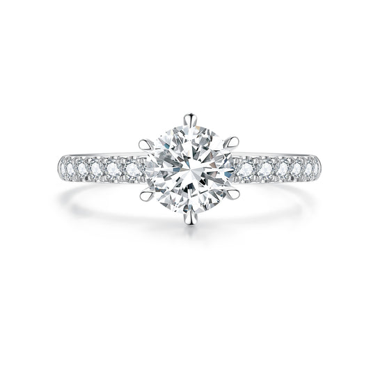 Bague de fiançailles solitaire classique à six griffes