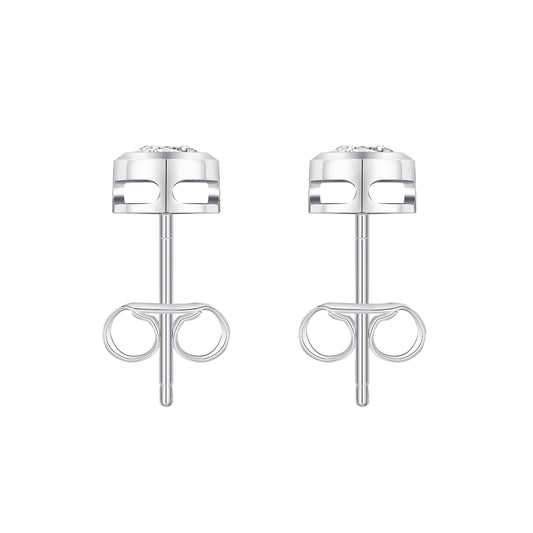 Bezel-Set Round Lab-Grown Diamond Stud Earrings in 14k White Gold