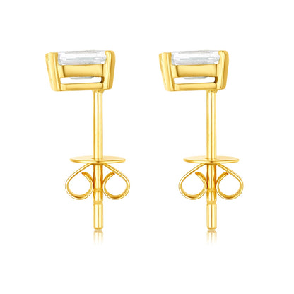 Boucles d'oreilles pendantes en or et émeraude