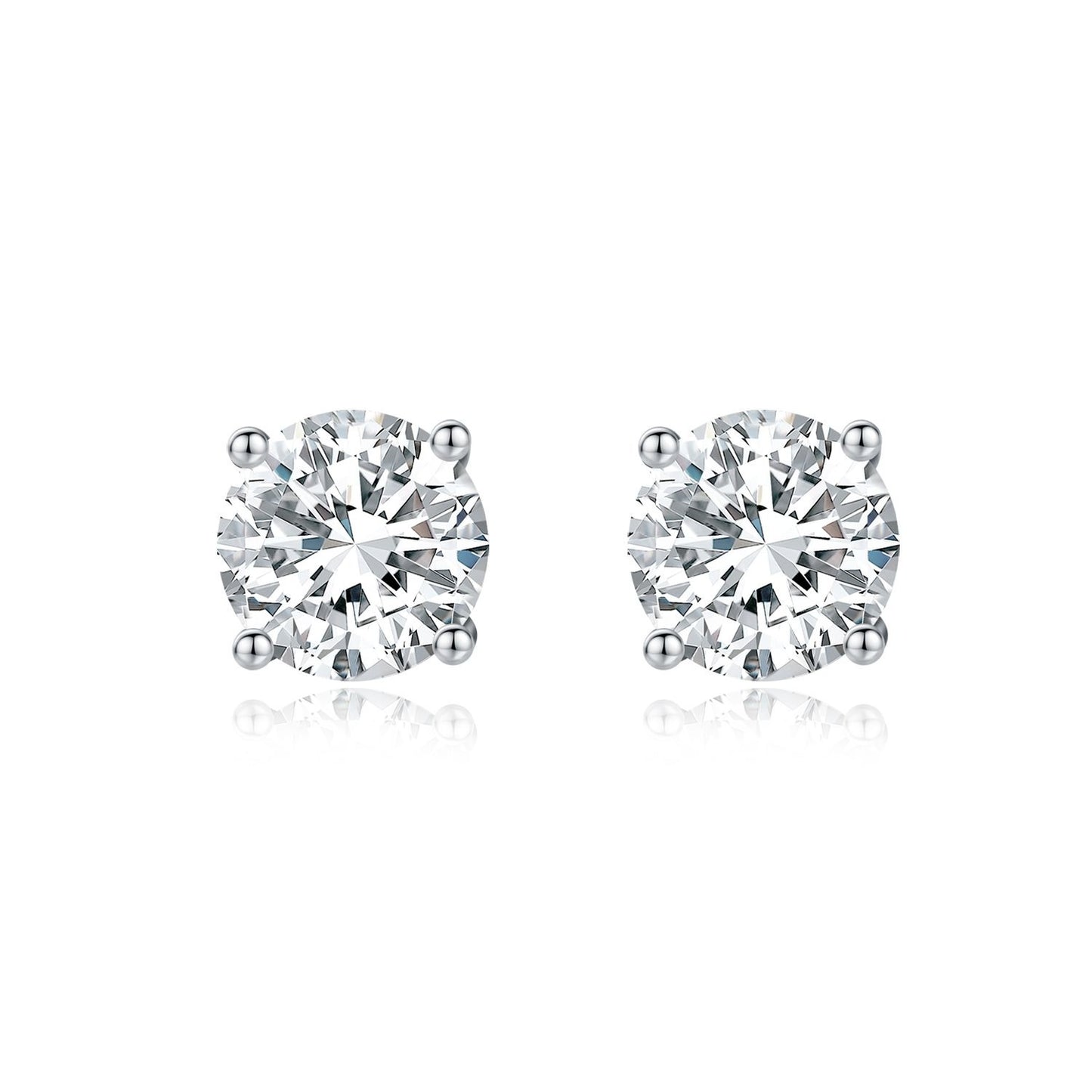 Classic Four-Prong Round Brilliant Lab-Grown Diamond Stud Earrings in 14k White Gold