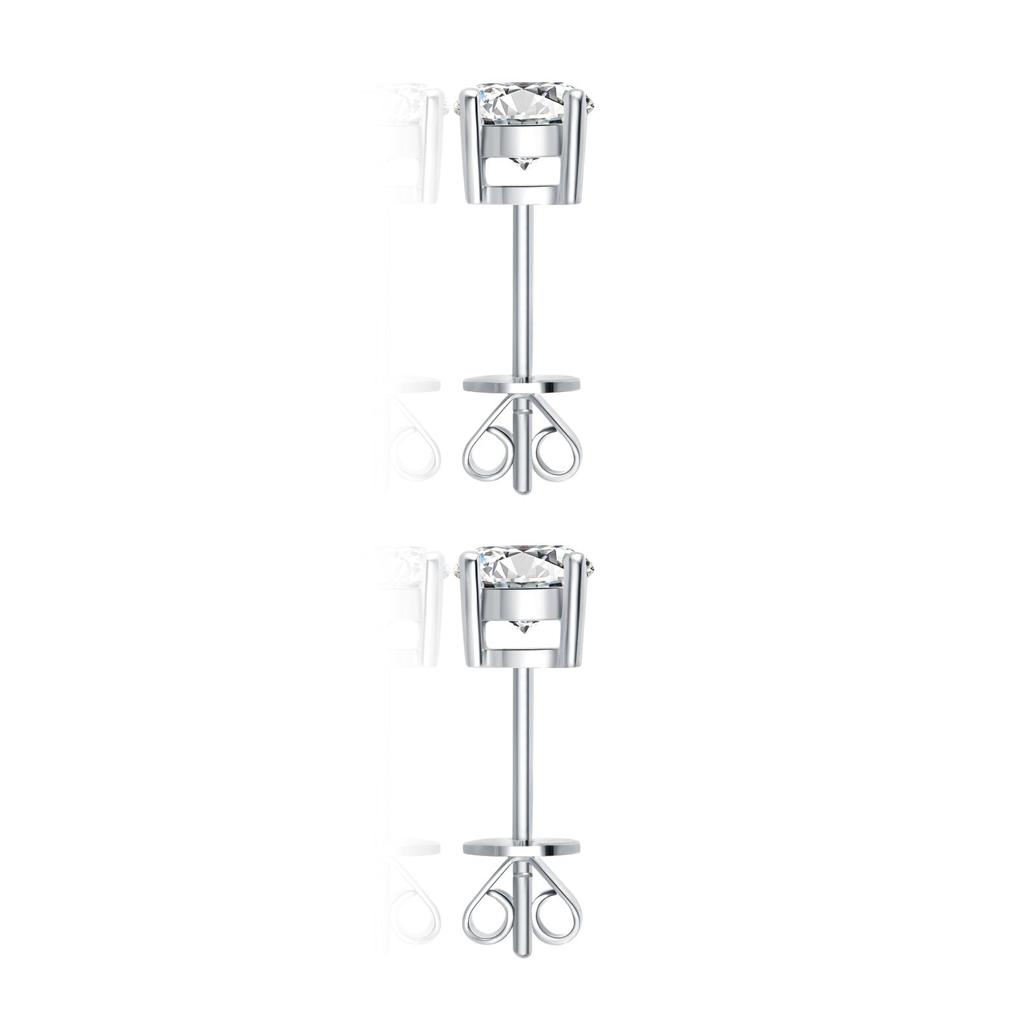 Classic Four-Prong Round Brilliant Lab-Grown Diamond Stud Earrings in 14k White Gold