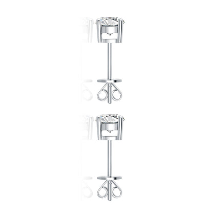 Classic Four-Prong Round Brilliant Lab-Grown Diamond Stud Earrings in 14k White Gold