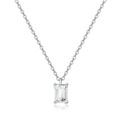 Emerald-Cut Lab-Grown Diamond Solitaire Pendant in 14k White Gold