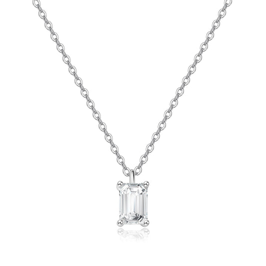 Emerald-Cut Lab-Grown Diamond Solitaire Pendant in 14k White Gold