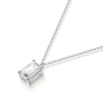 Emerald-Cut Lab-Grown Diamond Solitaire Pendant in 14k White Gold