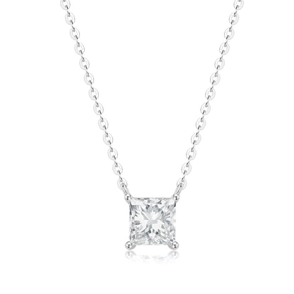 Princess-Cut Lab-Grown Diamond Solitaire Pendant in 14k White Gold