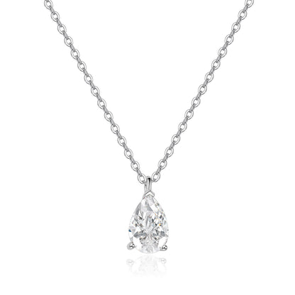 Pear-Cut Lab-Grown Diamond Solitaire Pendant in 14k White Gold