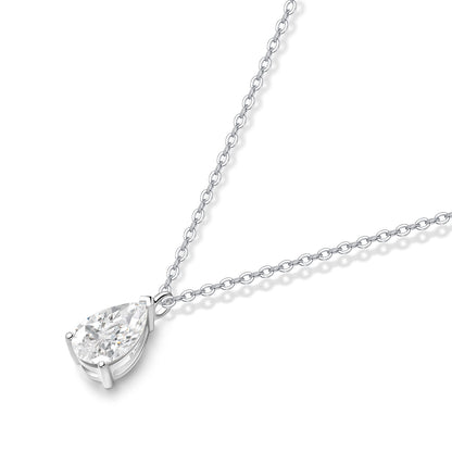 Pear-Cut Lab-Grown Diamond Solitaire Pendant in 14k White Gold