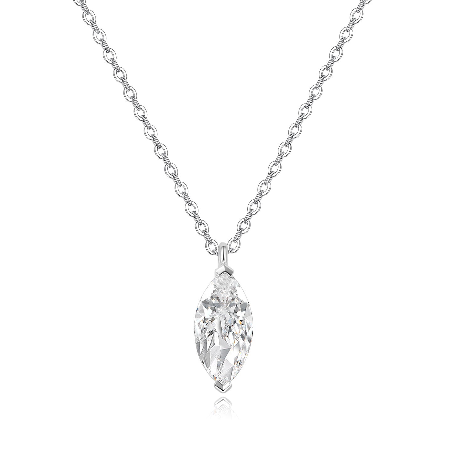 Marquise-Cut Lab-Grown Diamond Solitaire Pendant in 14k White Gold