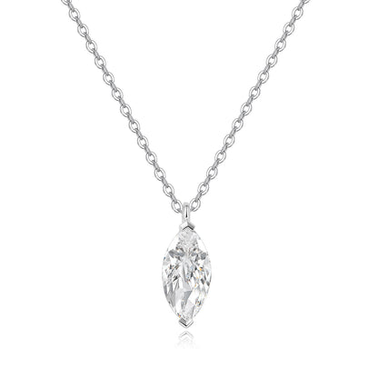 Marquise-Cut Lab-Grown Diamond Solitaire Pendant in 14k White Gold
