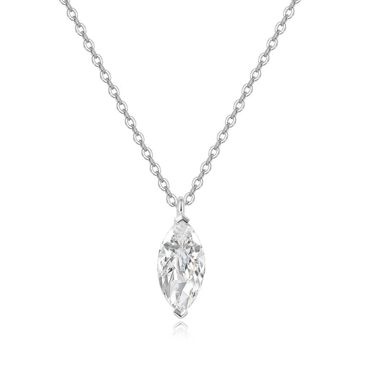 Marquise-Cut Lab-Grown Diamond Solitaire Pendant in 14k White Gold