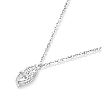 Marquise-Cut Lab-Grown Diamond Solitaire Pendant in 14k White Gold