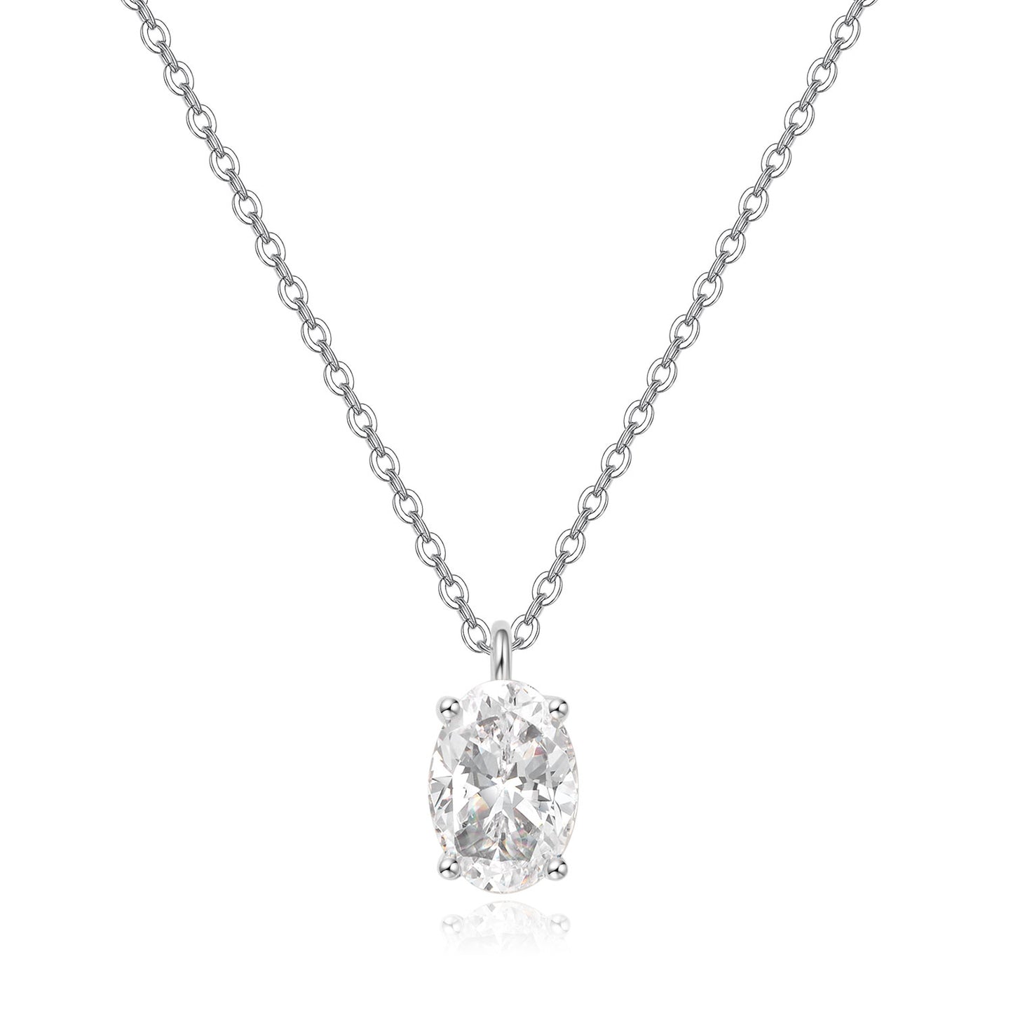 Oval-Cut Lab-Grown Diamond Solitaire Pendant in 14k White Gold