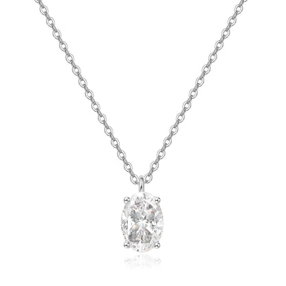 Oval-Cut Lab-Grown Diamond Solitaire Pendant in 14k White Gold
