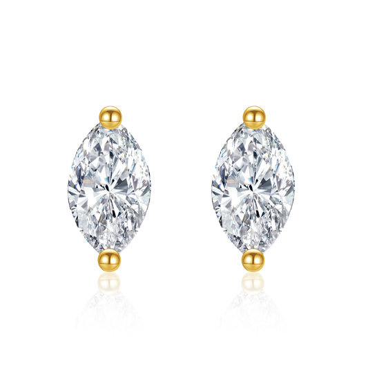 Marquise-Cut Lab-Grown Diamond Solitaire Stud Earrings in 14k Yellow Gold