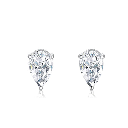 Three-Prong Pear-Shaped Lab-Grown Diamond Stud Earrings in 14k White Gold