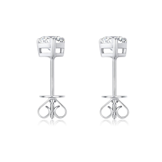 Three-Prong Pear-Shaped Lab-Grown Diamond Stud Earrings in 14k White Gold