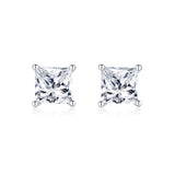 Four-Prong Princess-Cut Lab-Grown Diamond Stud Earrings in 14k White Gold