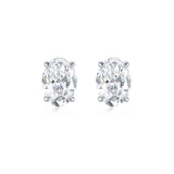 Four-Prong Oval-Cut Lab-Grown Diamond Stud Earrings in 14k White Gold