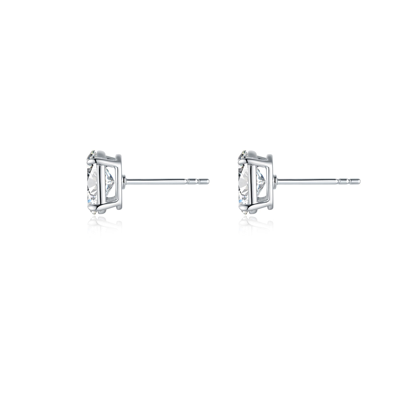 Four-Prong Oval-Cut Lab-Grown Diamond Stud Earrings in 14k White Gold