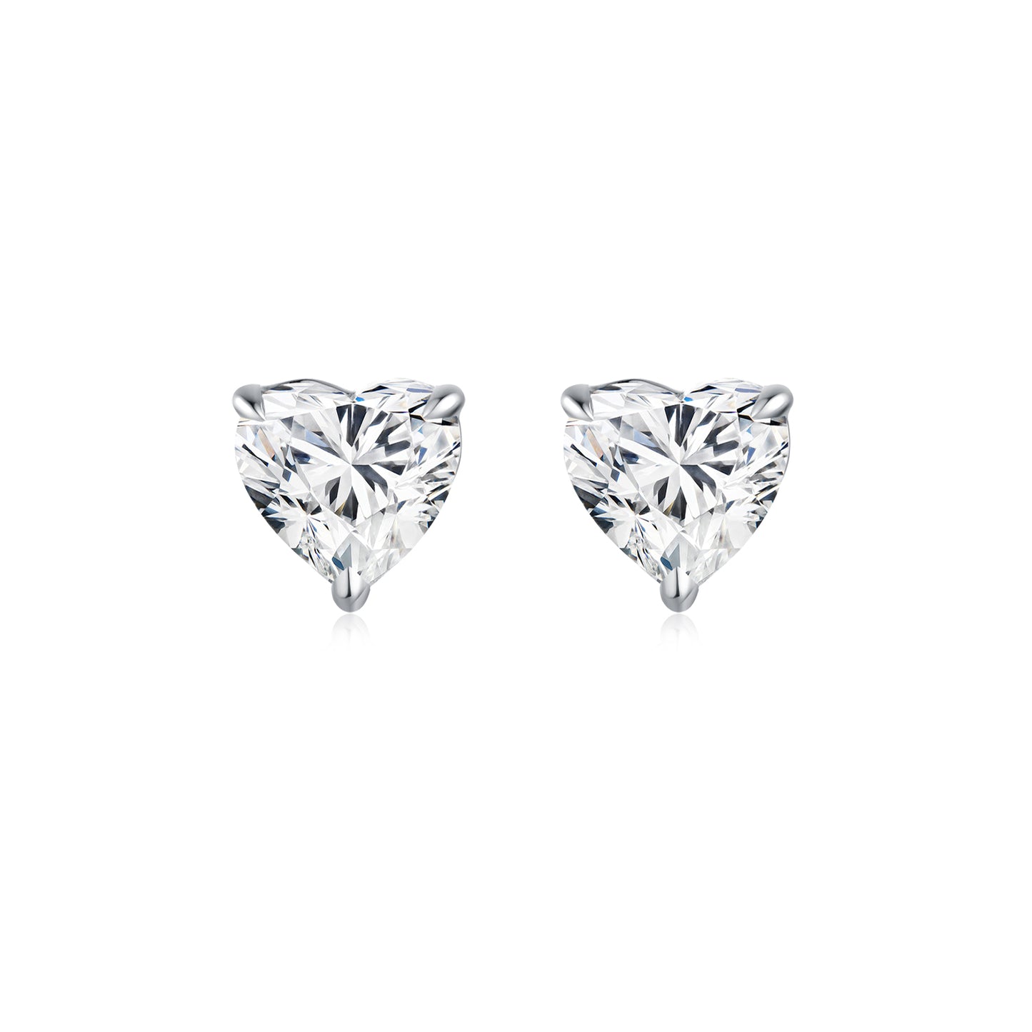 Three-Prong Heart-Shaped Lab-Grown Diamond Stud Earrings in 14k White Gold