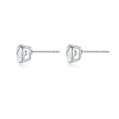 Three-Prong Heart-Shaped Lab-Grown Diamond Stud Earrings in 14k White Gold