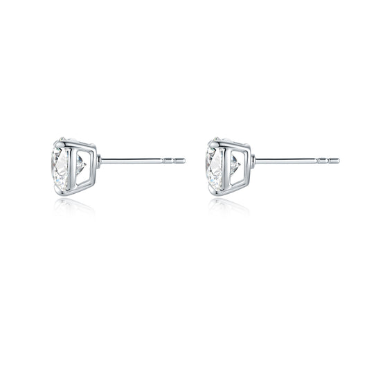 Three-Prong Heart-Shaped Lab-Grown Diamond Stud Earrings in 14k White Gold