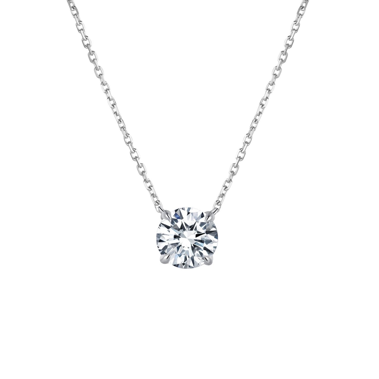 Round Brilliant-Cut Lab-Grown Diamond Solitaire Pendant in 14k White Gold