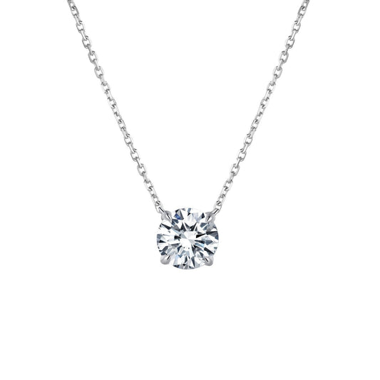 Round Brilliant-Cut Lab-Grown Diamond Solitaire Pendant in 14k White Gold