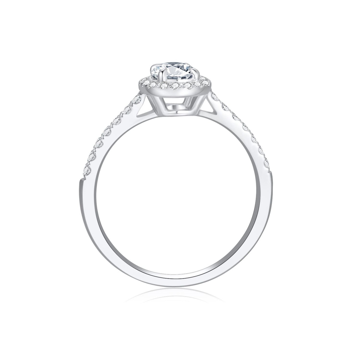 Oval Halo Pavé Lab-Grown Diamond Engagement Ring in 14k White Gold