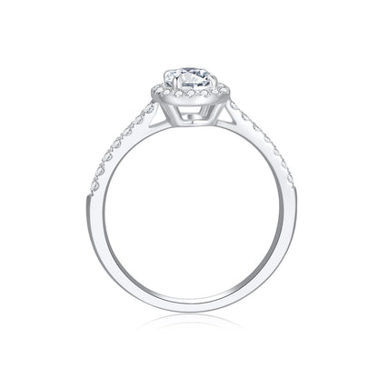 Oval Halo Pavé Lab-Grown Diamond Engagement Ring in 14k White Gold