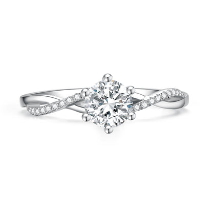 Six-Prong Twisted Pavé Lab-Grown Diamond Engagement Ring in 14k White Gold
