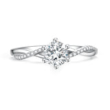 Six-Prong Twisted Pavé Lab-Grown Diamond Engagement Ring in 14k White Gold