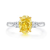 Oval Yellow Lab-Grown Diamond Three-Stone Engagement Ring with Pear-Shape Side Stones in 14k White Gold - Colored Diamond